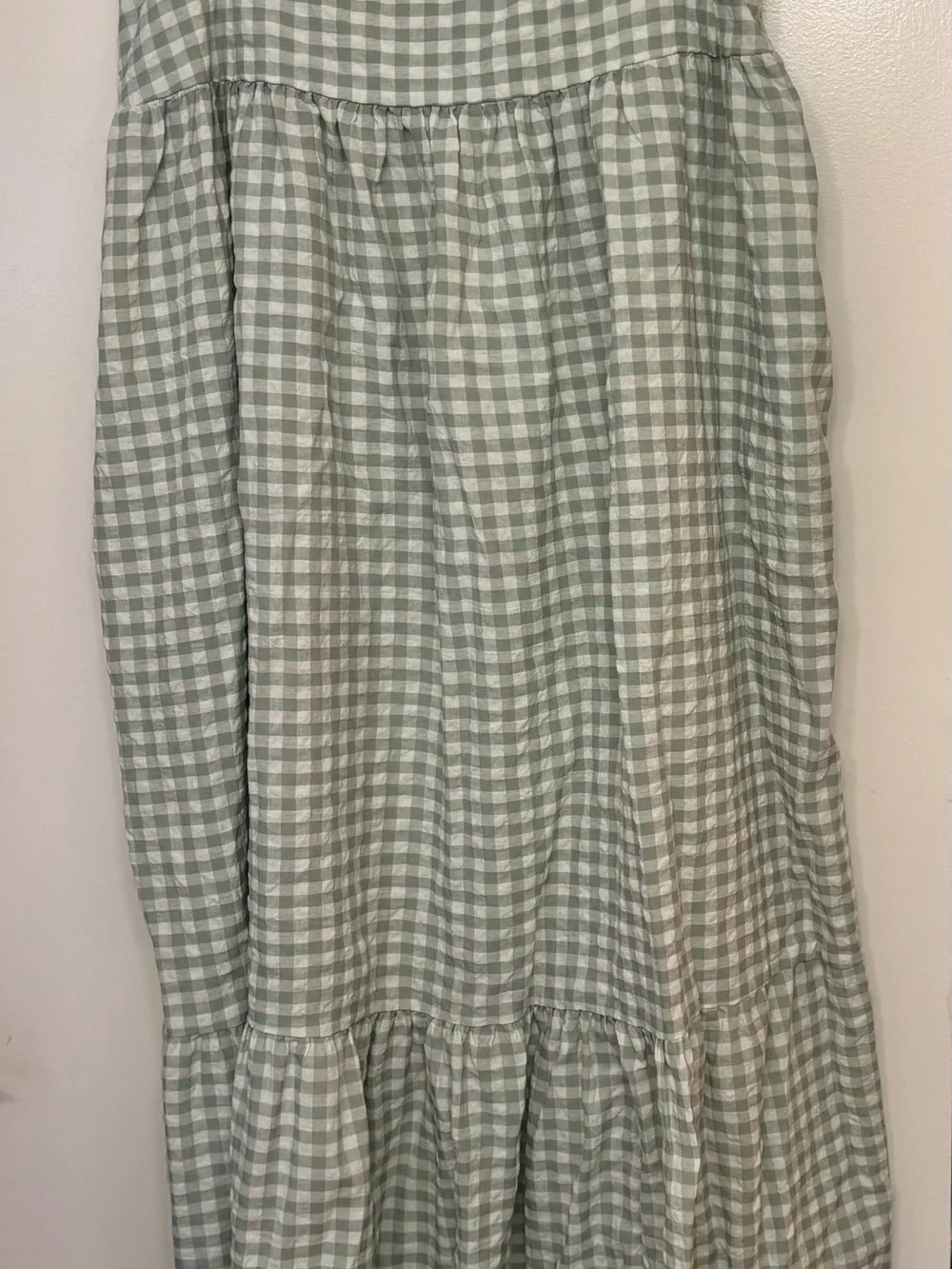Petal & Pup Bradley Sage Gingham Tiered Maxi Dress - Picture 2 of 3